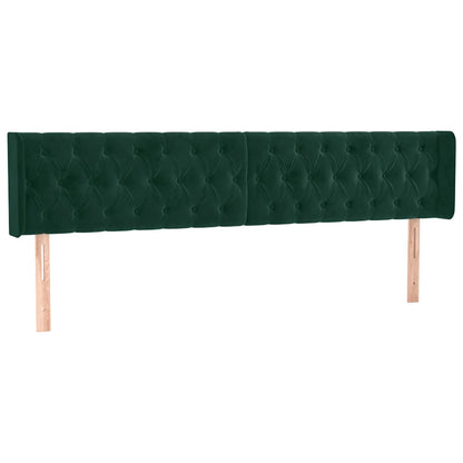 vidaXL Kopfteil mit Ohren Dunkelgrün 203x16x78/88 cm Samt