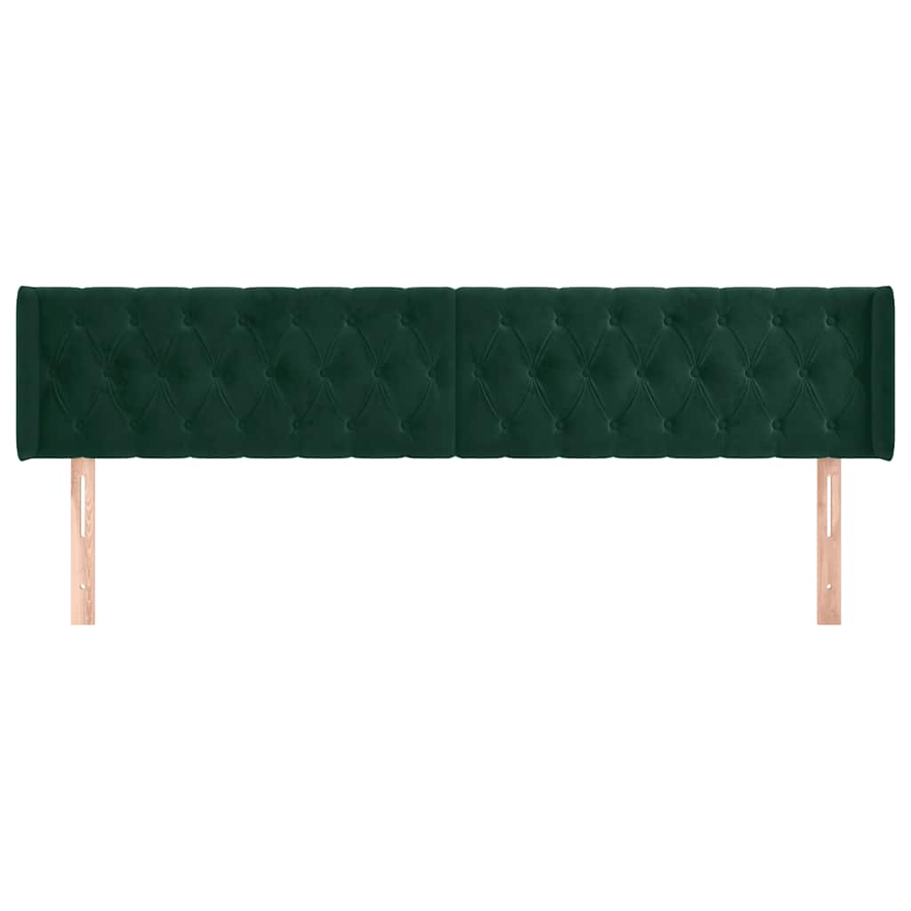 vidaXL Kopfteil mit Ohren Dunkelgrün 203x16x78/88 cm Samt