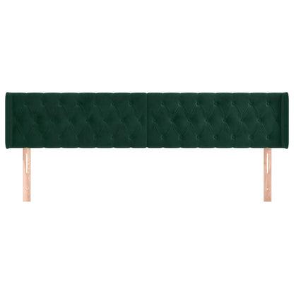 vidaXL Kopfteil mit Ohren Dunkelgrün 203x16x78/88 cm Samt