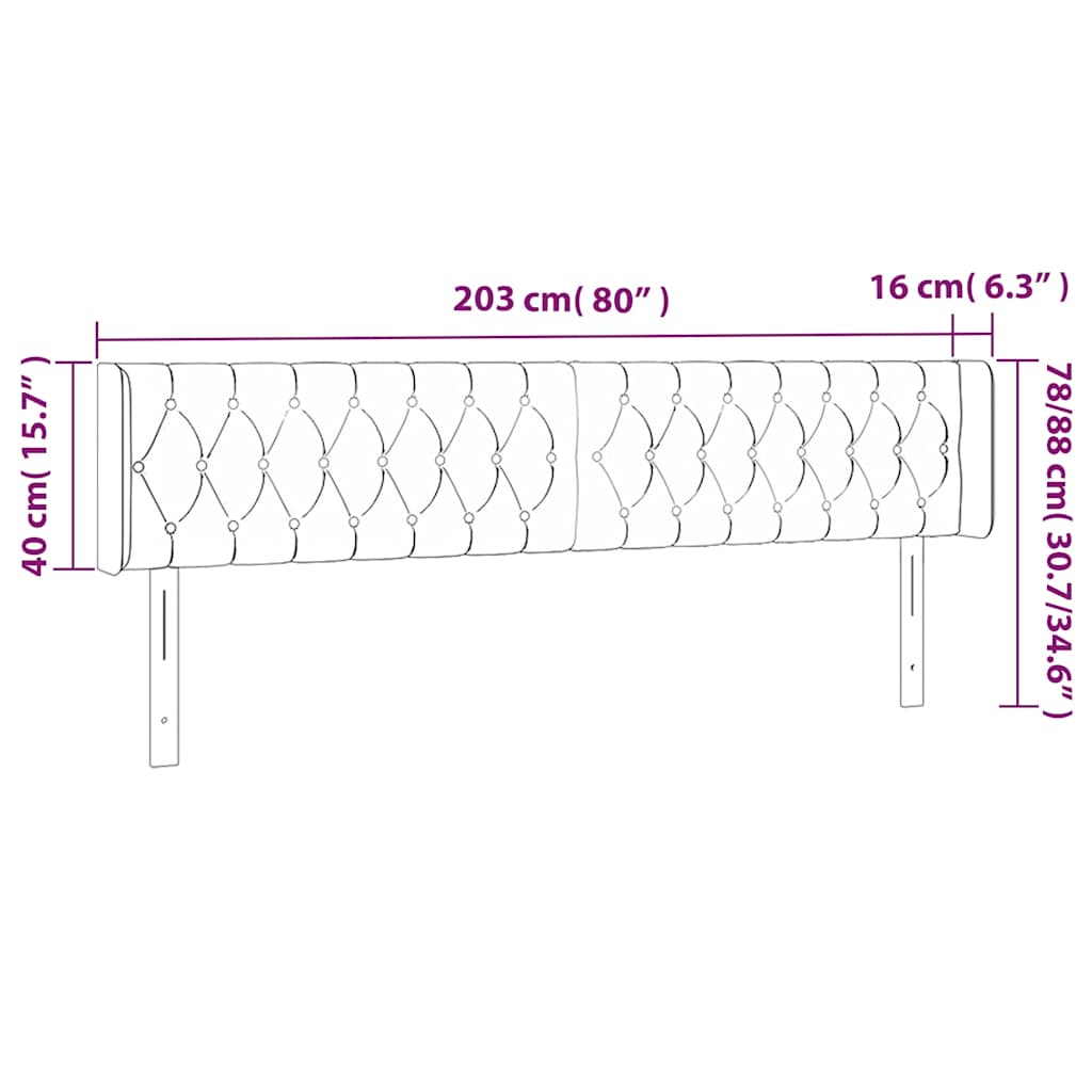 vidaXL Kopfteil mit Ohren Dunkelgrün 203x16x78/88 cm Samt