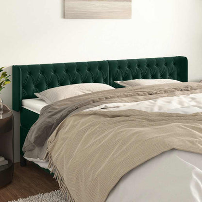 vidaXL Kopfteil mit Ohren Dunkelgrün 203x16x78/88 cm Samt