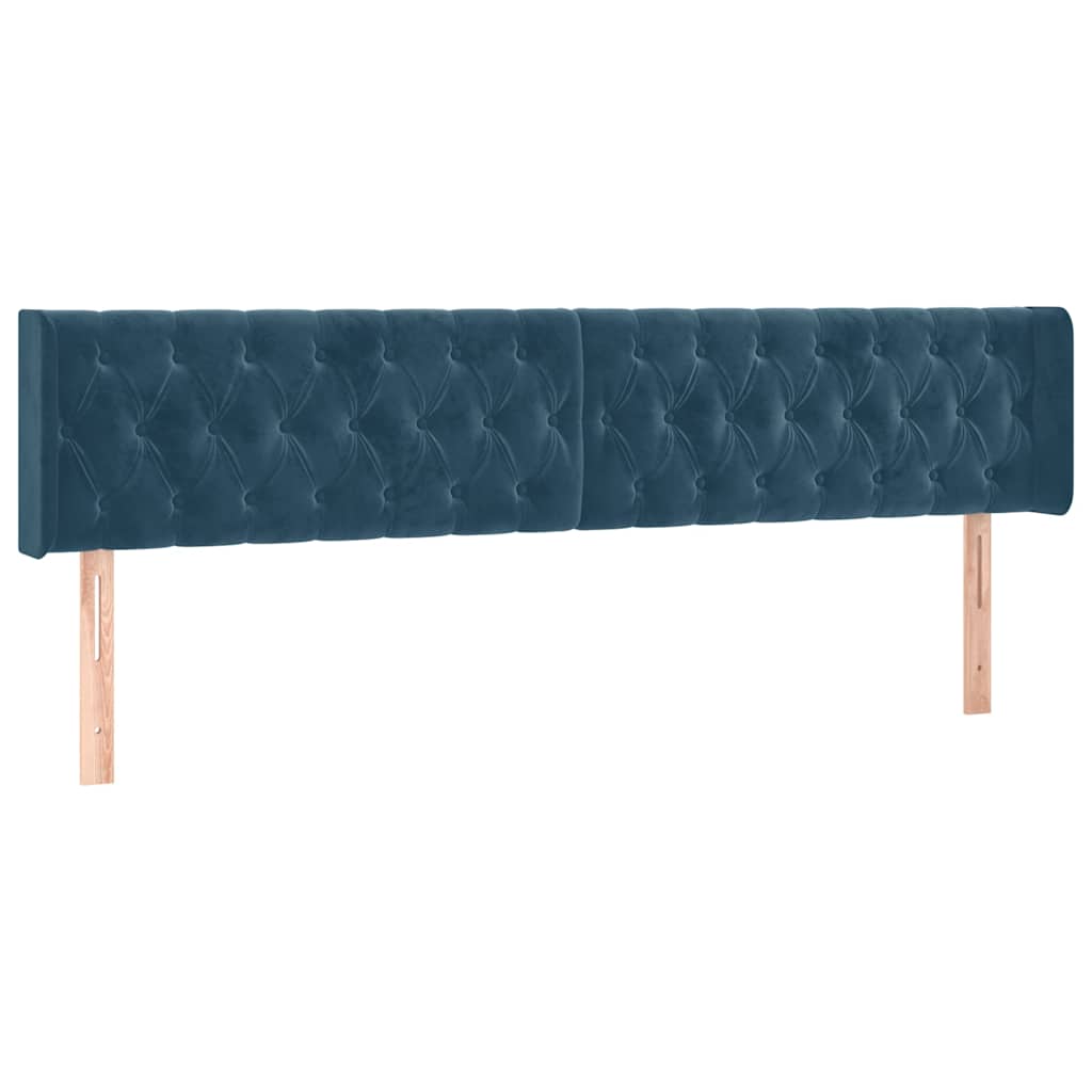 vidaXL Kopfteil mit Ohren Dunkelblau 203x16x78/88 cm Samt