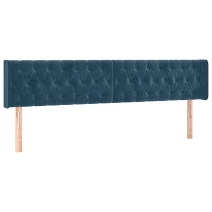 vidaXL Kopfteil mit Ohren Dunkelblau 203x16x78/88 cm Samt