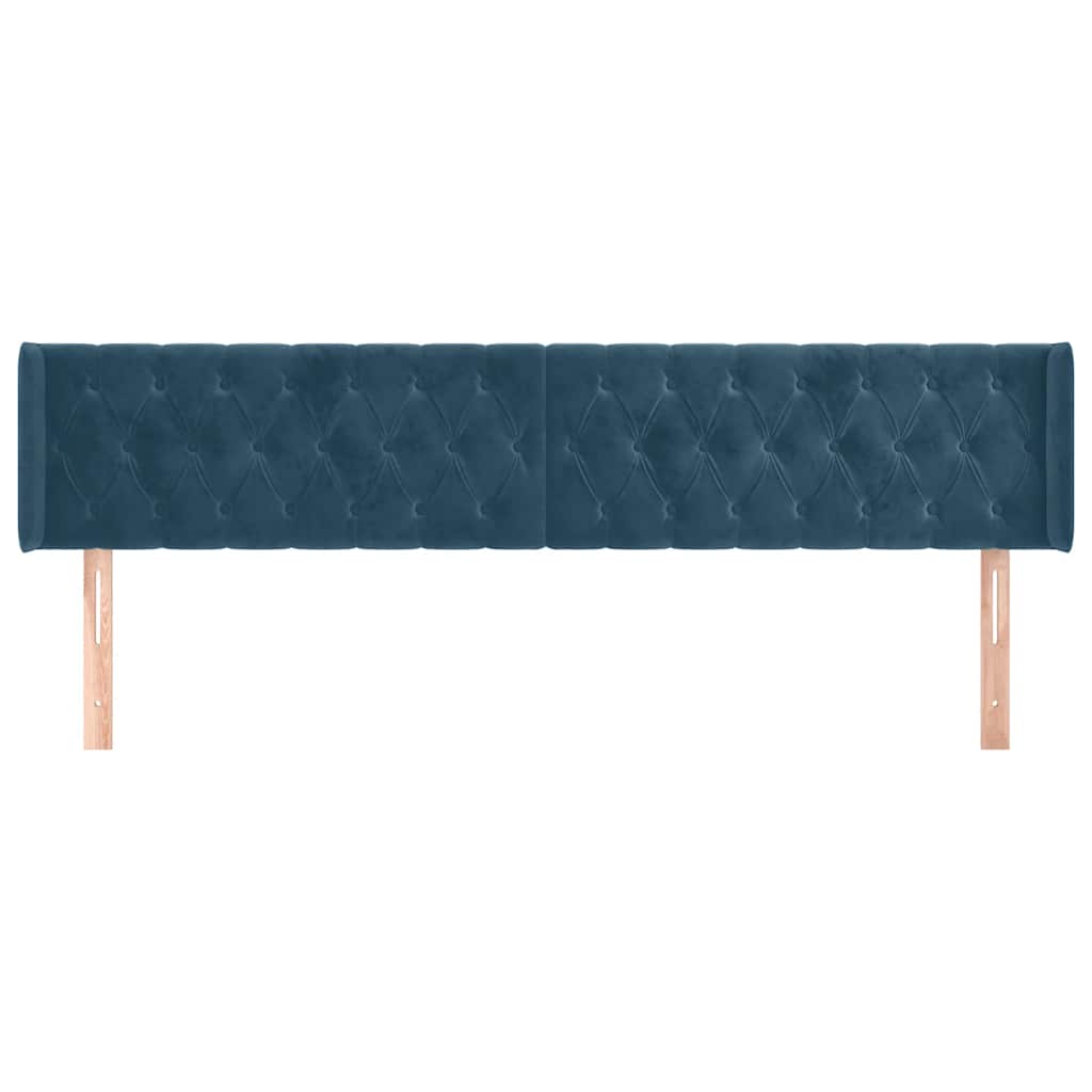 vidaXL Kopfteil mit Ohren Dunkelblau 203x16x78/88 cm Samt