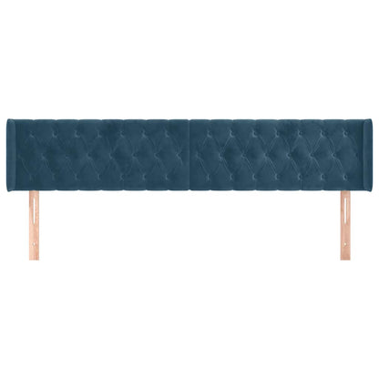 vidaXL Kopfteil mit Ohren Dunkelblau 203x16x78/88 cm Samt