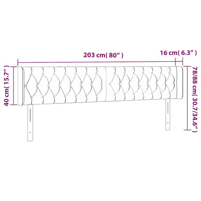 vidaXL Kopfteil mit Ohren Dunkelblau 203x16x78/88 cm Samt
