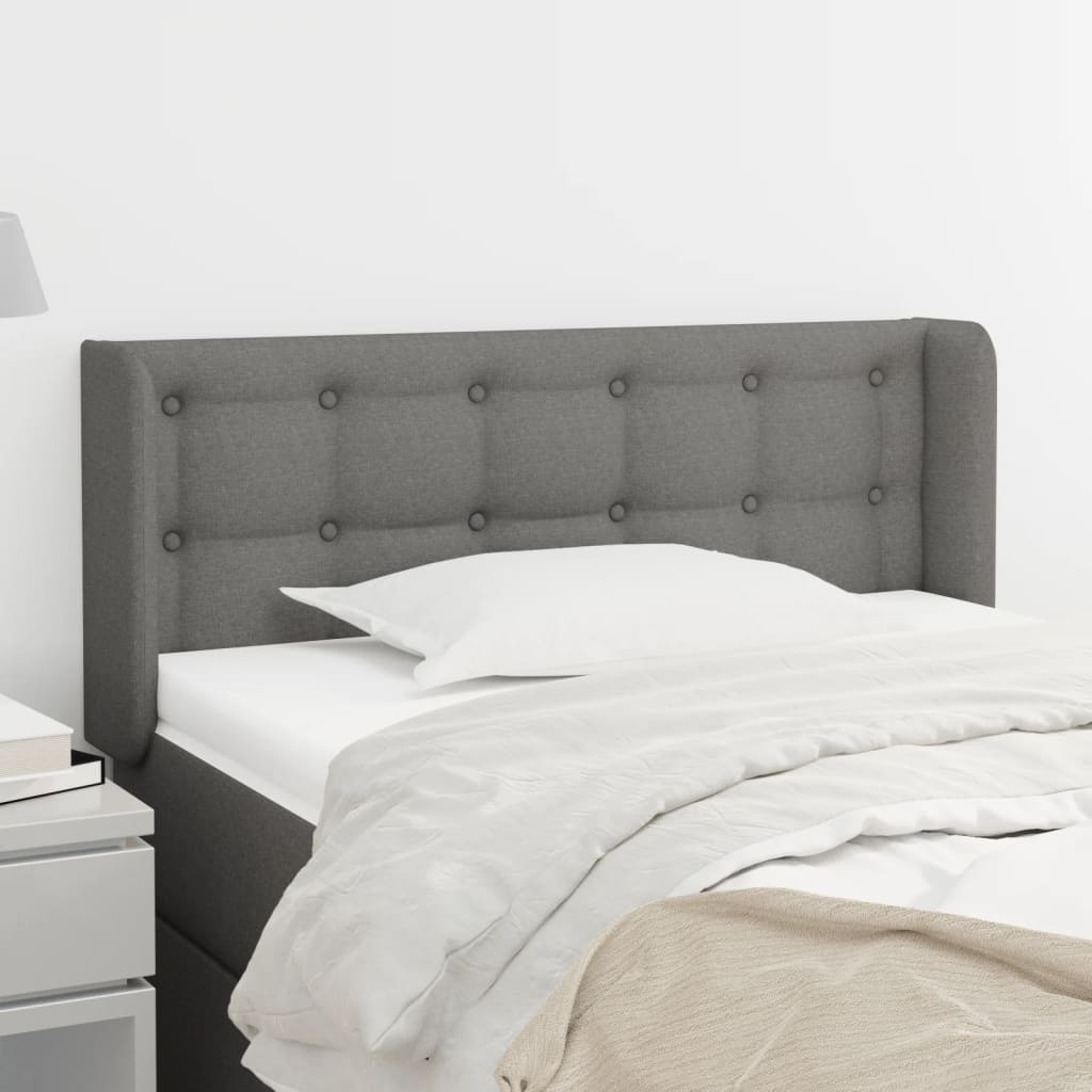 vidaXL Kopfteil mit Ohren Dunkelgrau 103x16x78/88 cm Stoff