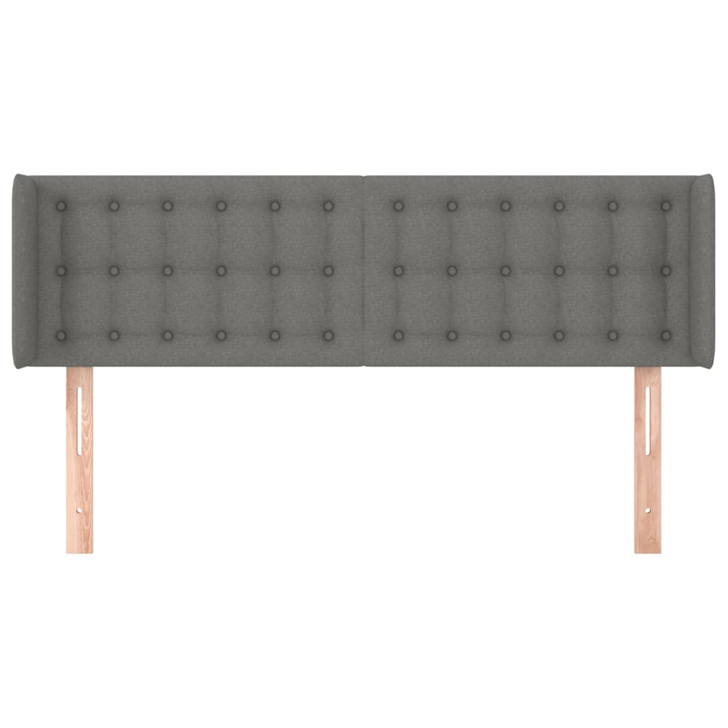 vidaXL Kopfteil mit Ohren Dunkelgrau 147x16x78/88 cm Stoff