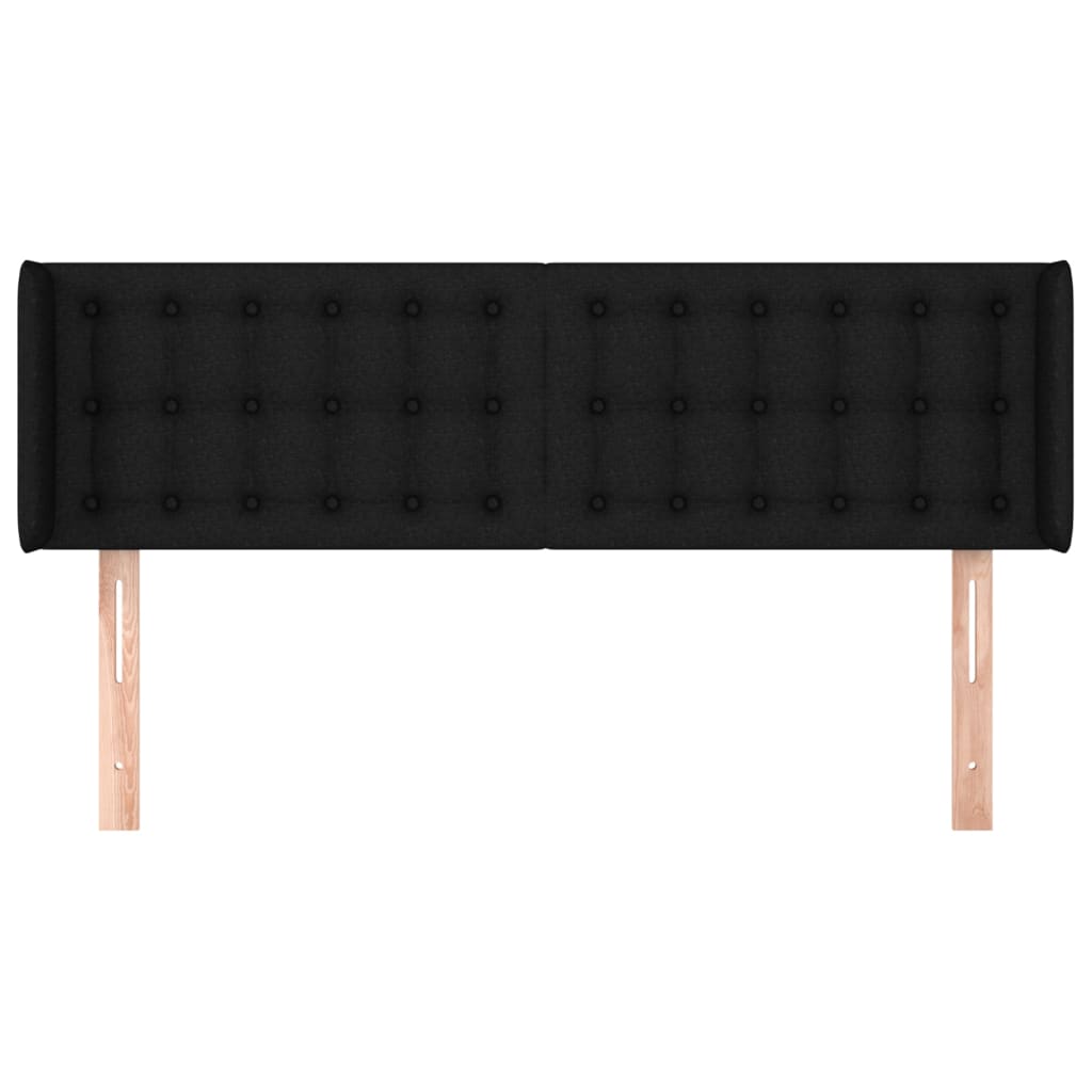 vidaXL Kopfteil mit Ohren Schwarz 147x16x78/88 cm Stoff
