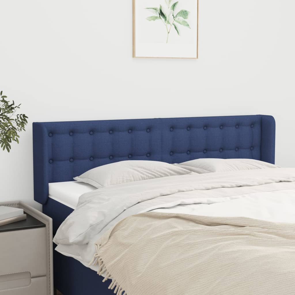 vidaXL Kopfteil mit Ohren Blau 147x16x78/88 cm Stoff