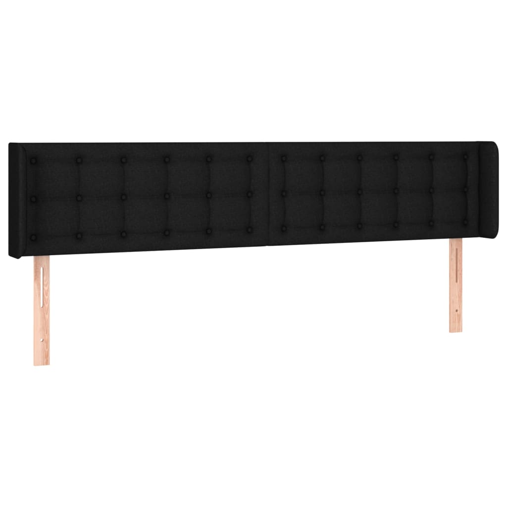 vidaXL Kopfteil mit Ohren Schwarz 163x16x78/88 cm Stoff
