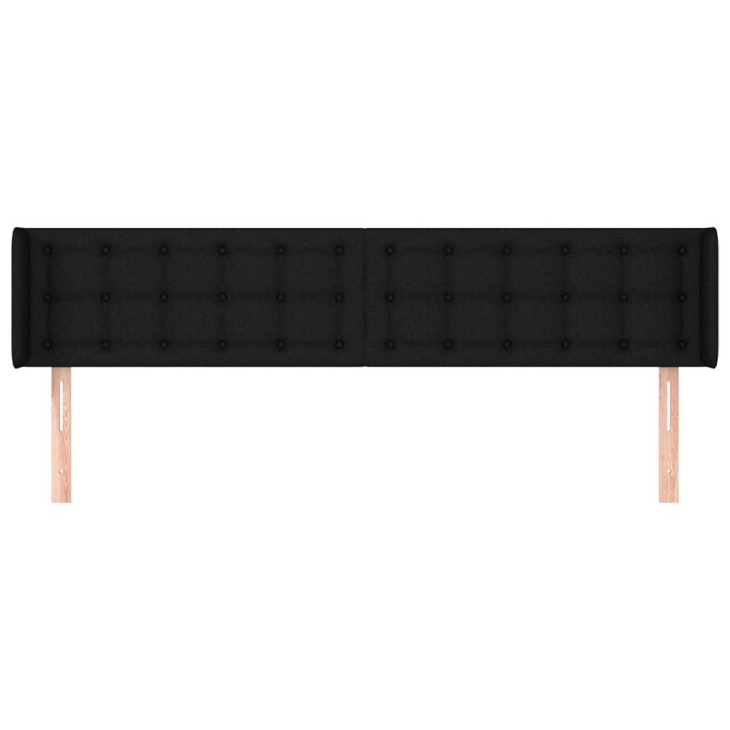vidaXL Kopfteil mit Ohren Schwarz 163x16x78/88 cm Stoff