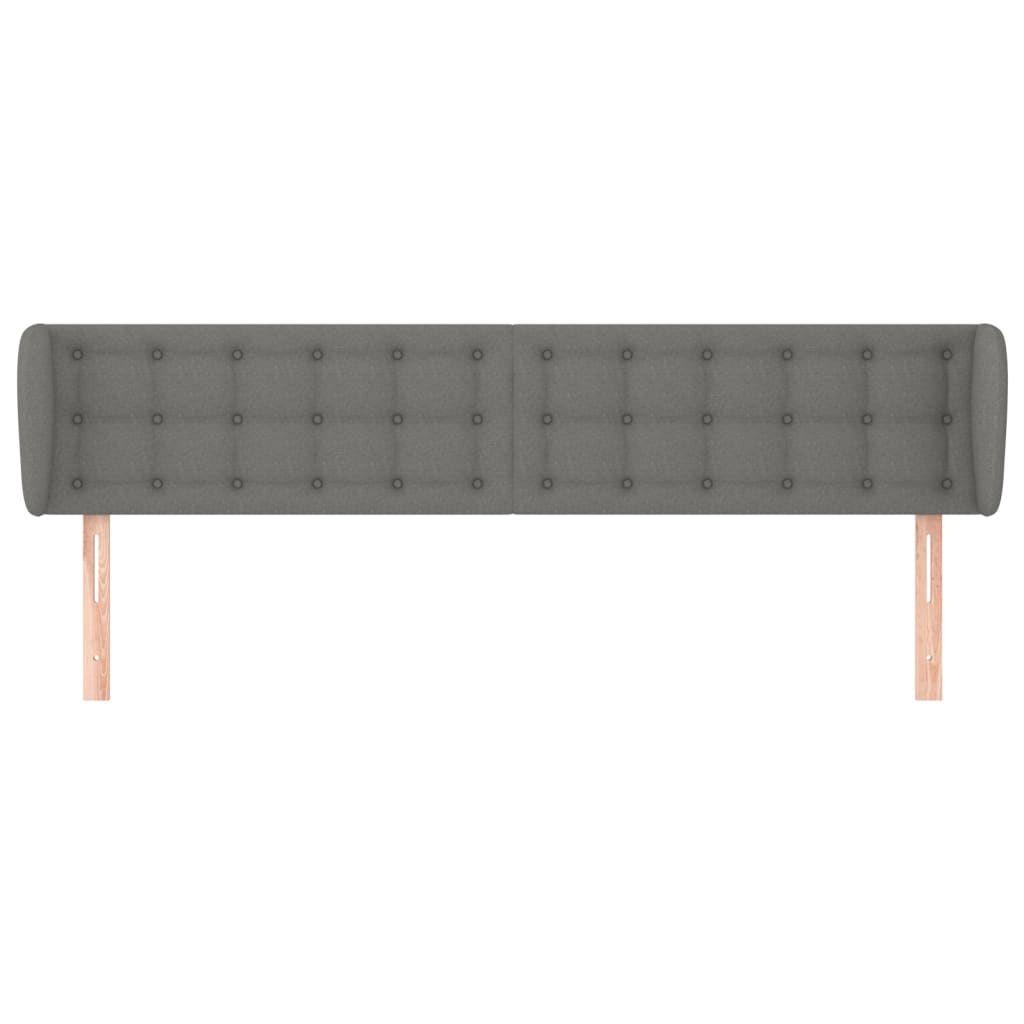 vidaXL Kopfteil mit Ohren Dunkelgrau 203x16x78/88 cm Stoff