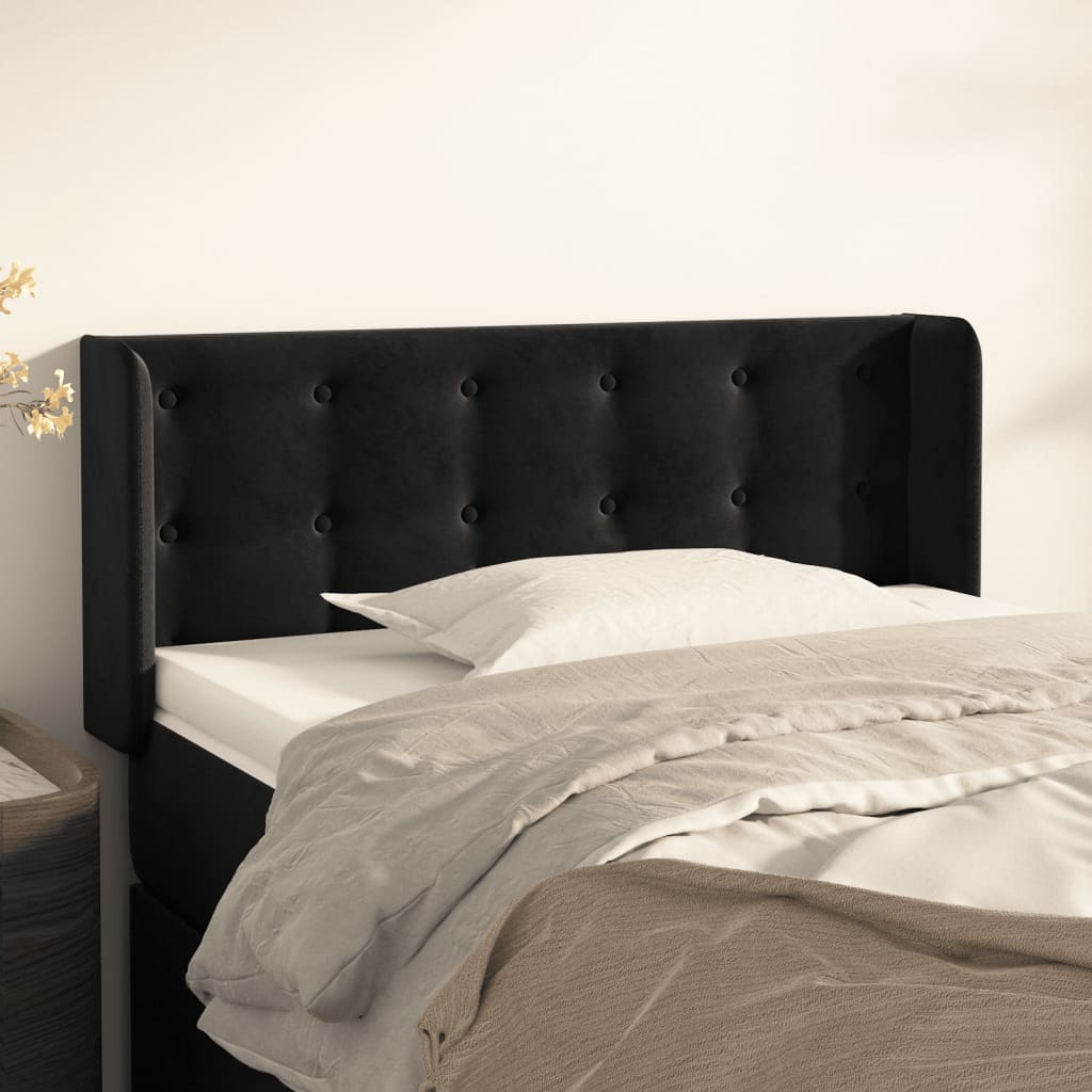 vidaXL Kopfteil mit Ohren Schwarz 83x16x78/88 cm Samt