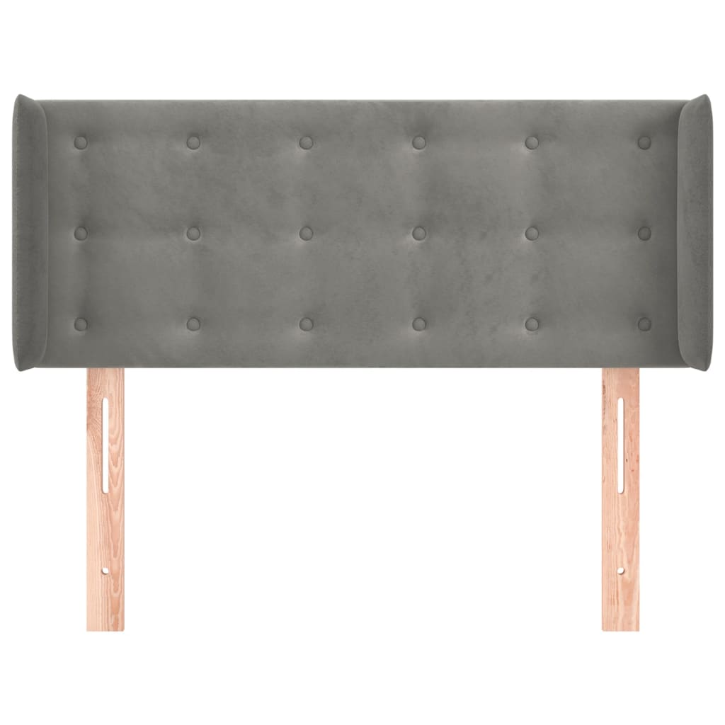 vidaXL Kopfteil mit Ohren Hellgrau 93x16x78/88 cm Samt