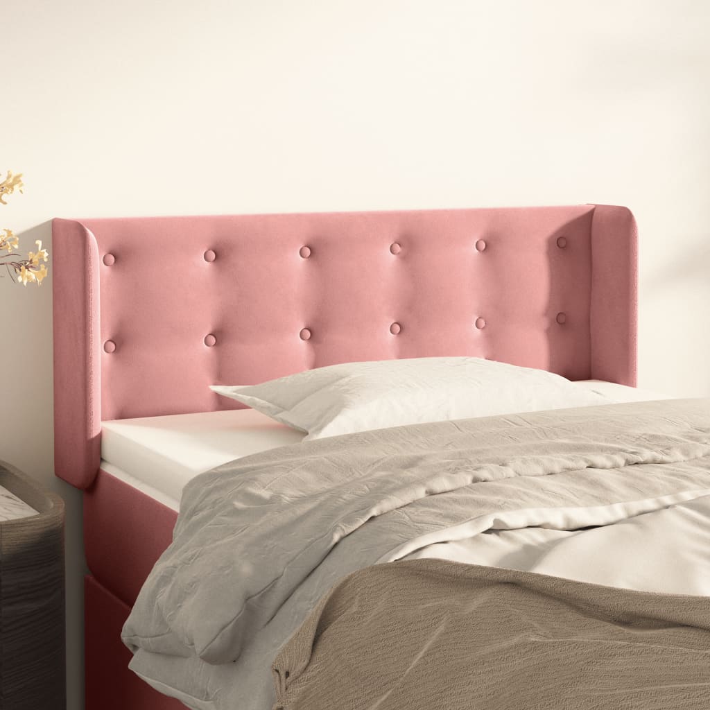 vidaXL Kopfteil mit Ohren Rosa 103x16x78/88 cm Samt