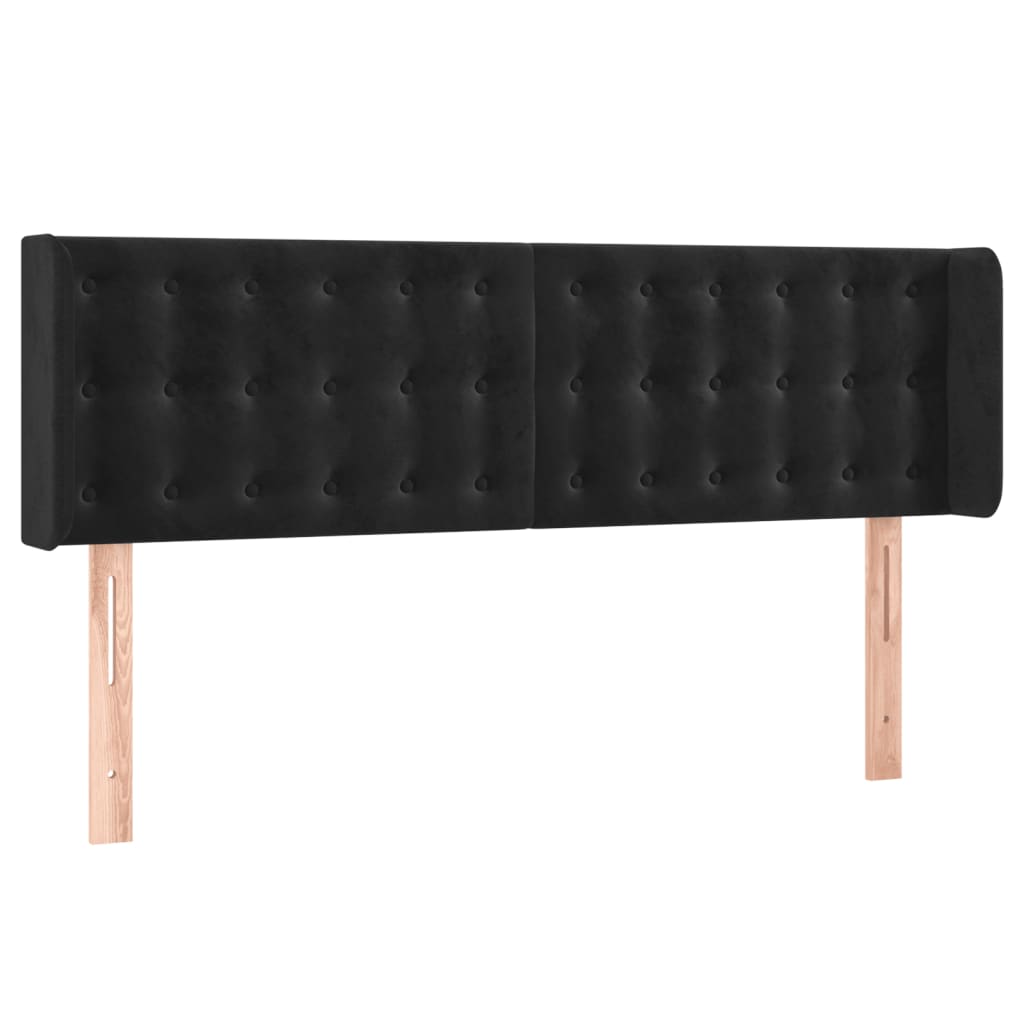 vidaXL Kopfteil mit Ohren Schwarz 147x16x78/88 cm Samt