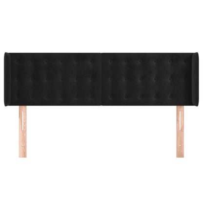 vidaXL Kopfteil mit Ohren Schwarz 147x16x78/88 cm Samt