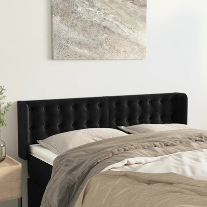 vidaXL Kopfteil mit Ohren Schwarz 147x16x78/88 cm Samt