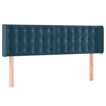vidaXL Kopfteil mit Ohren Dunkelblau 147x16x78/88 cm Samt