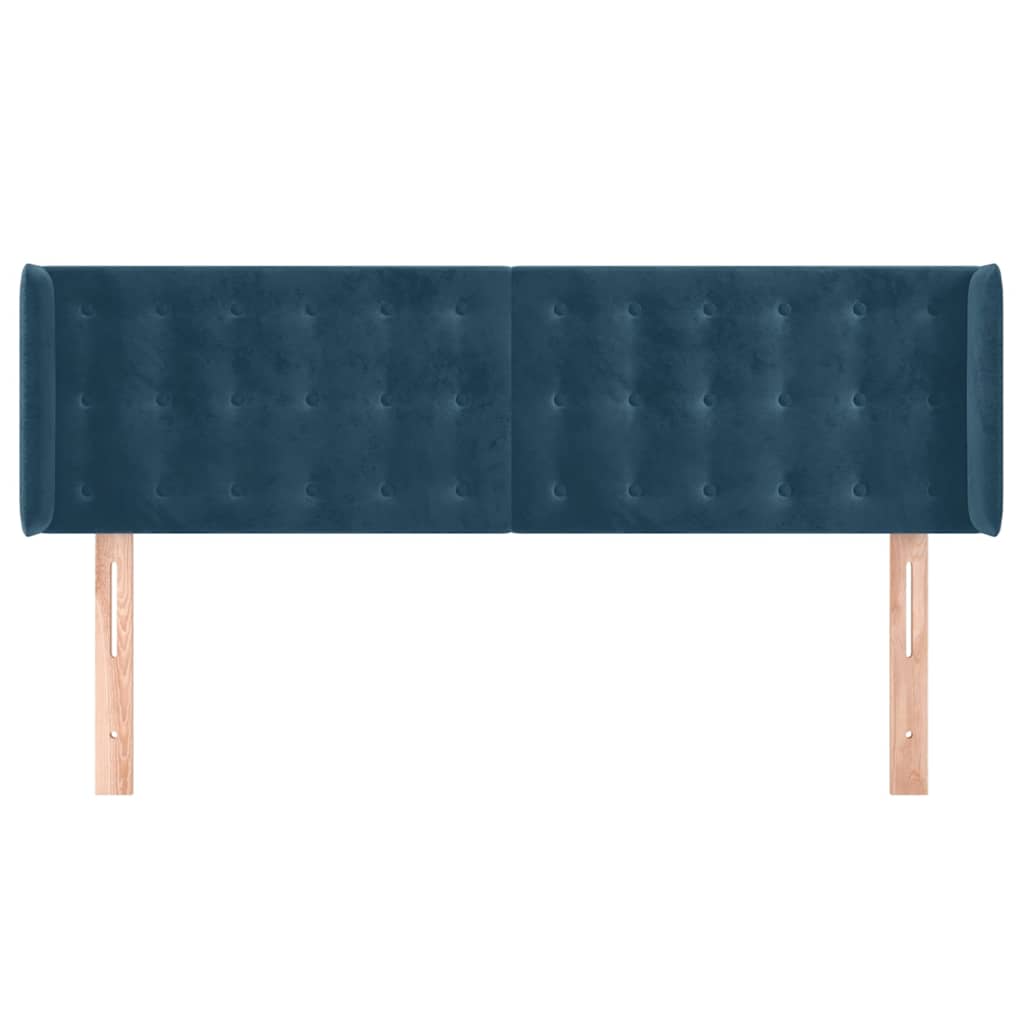 vidaXL Kopfteil mit Ohren Dunkelblau 147x16x78/88 cm Samt