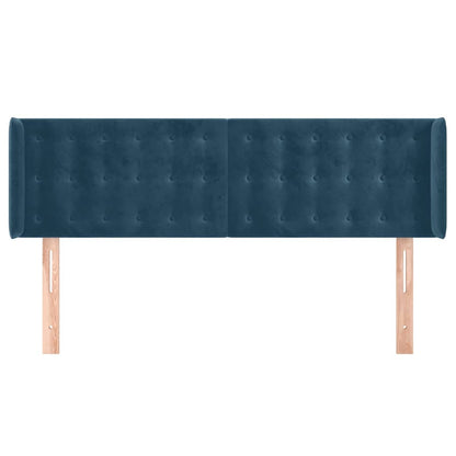 vidaXL Kopfteil mit Ohren Dunkelblau 147x16x78/88 cm Samt