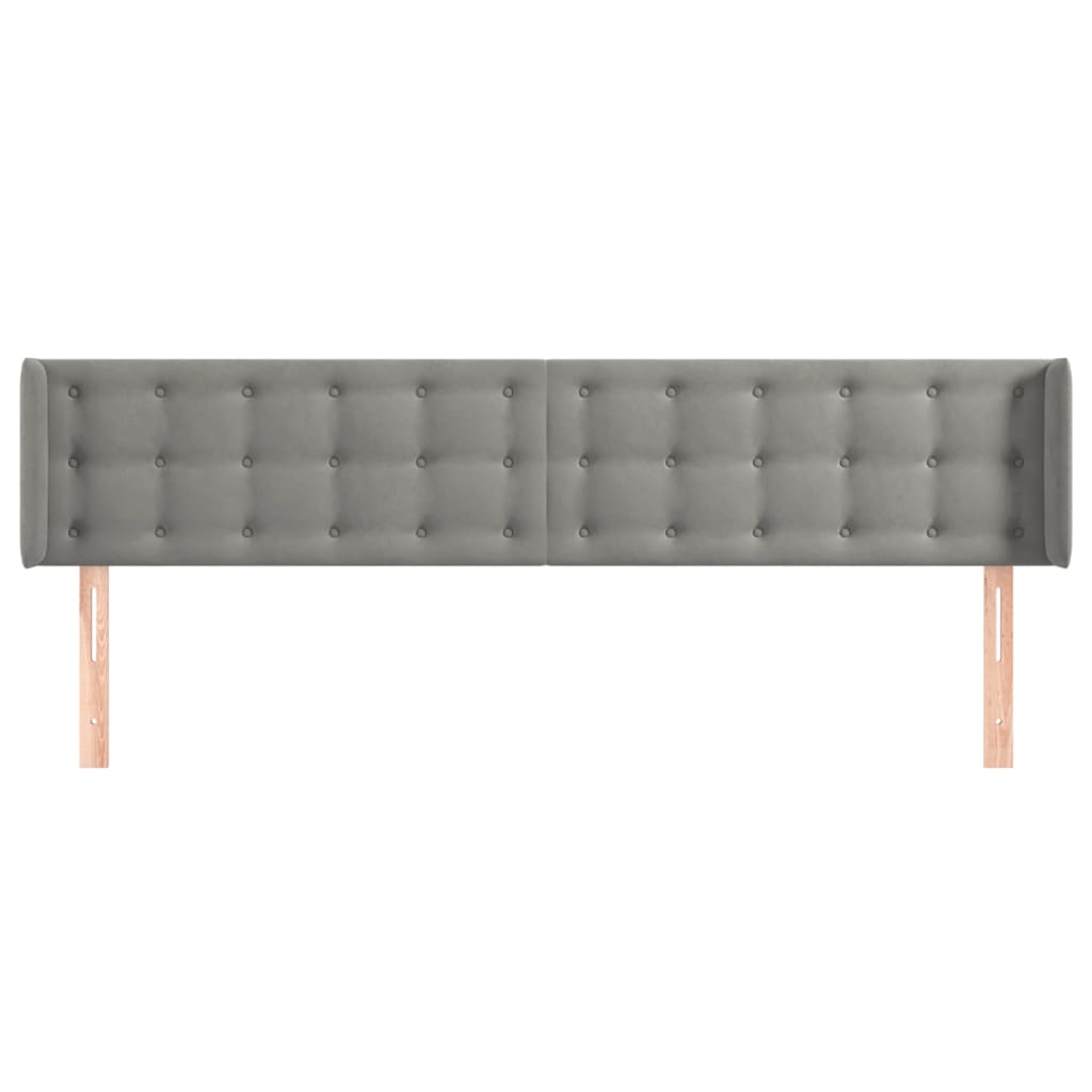 vidaXL Kopfteil mit Ohren Hellgrau 163x16x78/88 cm Samt