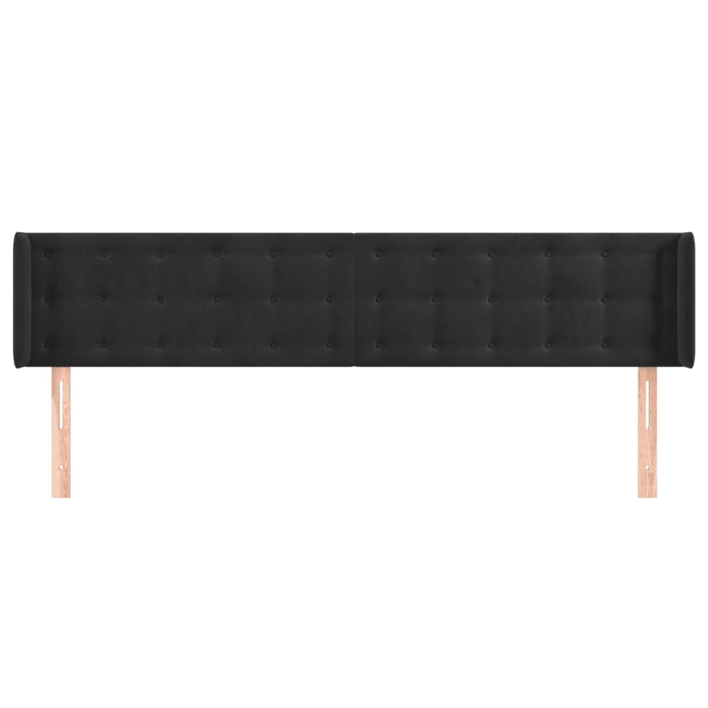 vidaXL Kopfteil mit Ohren Schwarz 163x16x78/88 cm Samt