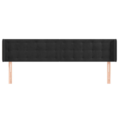 vidaXL Kopfteil mit Ohren Schwarz 163x16x78/88 cm Samt