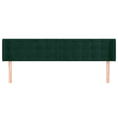 vidaXL Kopfteil mit Ohren Dunkelgrün 163x16x78/88 cm Samt