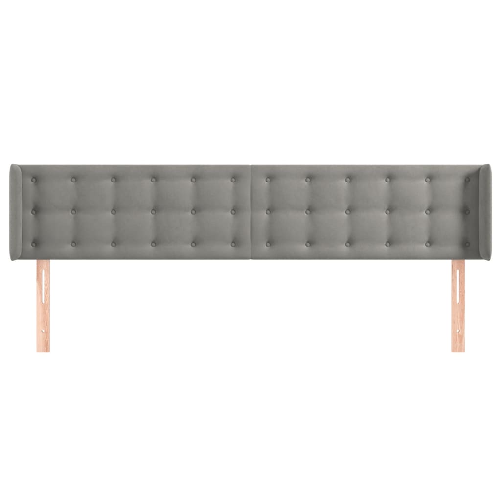 vidaXL Kopfteil mit Ohren Hellgrau 183x16x78/88 cm Samt