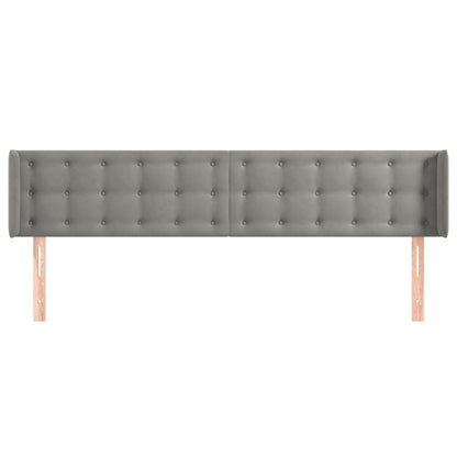 vidaXL Kopfteil mit Ohren Hellgrau 183x16x78/88 cm Samt