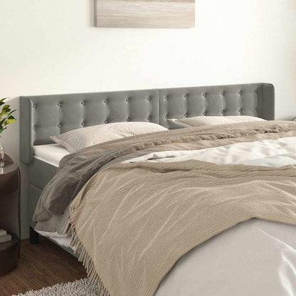 vidaXL Kopfteil mit Ohren Hellgrau 183x16x78/88 cm Samt