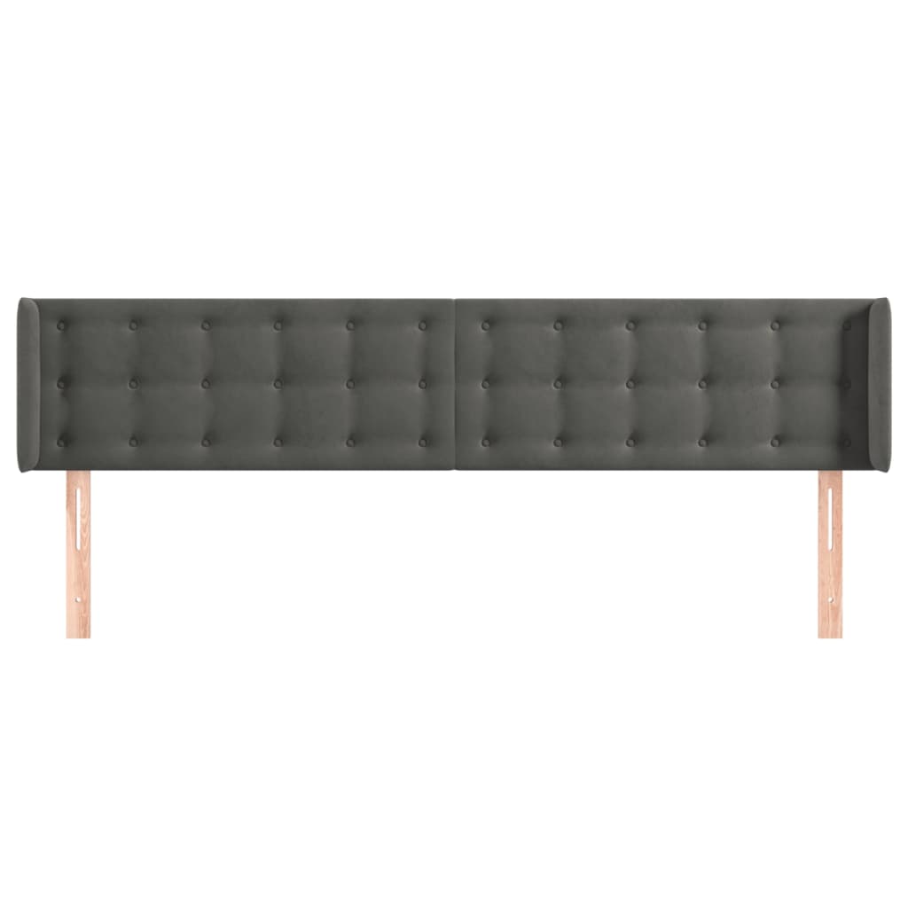 vidaXL Kopfteil mit Ohren Dunkelgrau 183x16x78/88 cm Samt