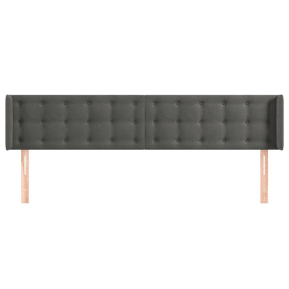 vidaXL Kopfteil mit Ohren Dunkelgrau 183x16x78/88 cm Samt