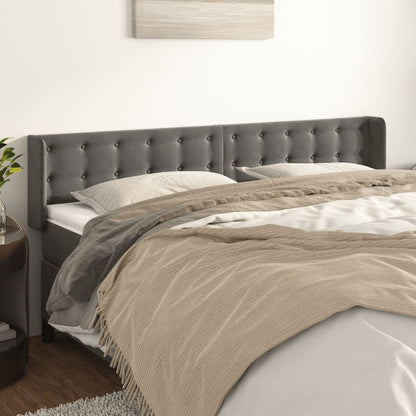 vidaXL Kopfteil mit Ohren Dunkelgrau 183x16x78/88 cm Samt