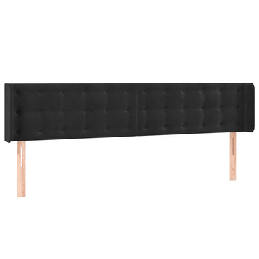 vidaXL Kopfteil mit Ohren Schwarz 183x16x78/88 cm Samt