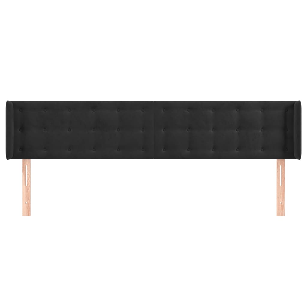 vidaXL Kopfteil mit Ohren Schwarz 183x16x78/88 cm Samt