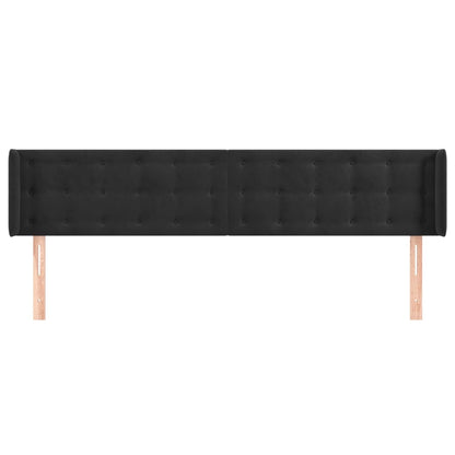 vidaXL Kopfteil mit Ohren Schwarz 183x16x78/88 cm Samt