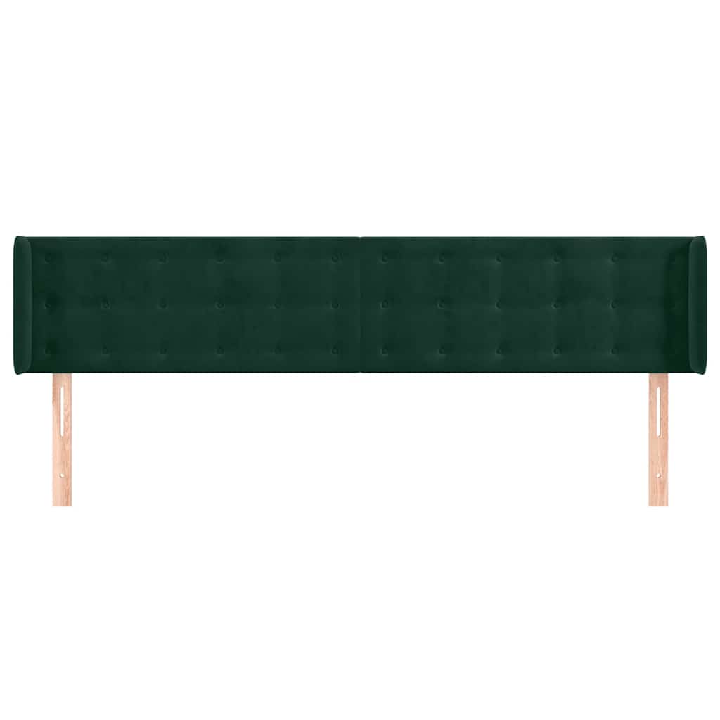 vidaXL Kopfteil mit Ohren Dunkelgrün 183x16x78/88 cm Samt