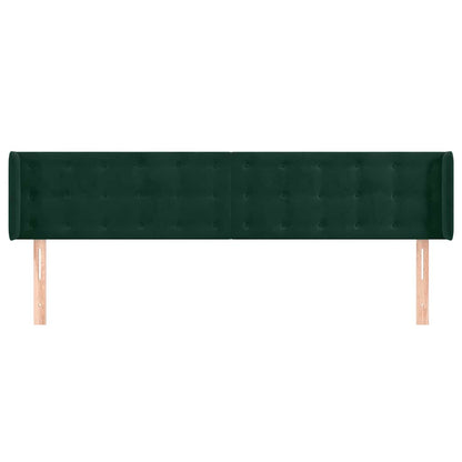 vidaXL Kopfteil mit Ohren Dunkelgrün 183x16x78/88 cm Samt