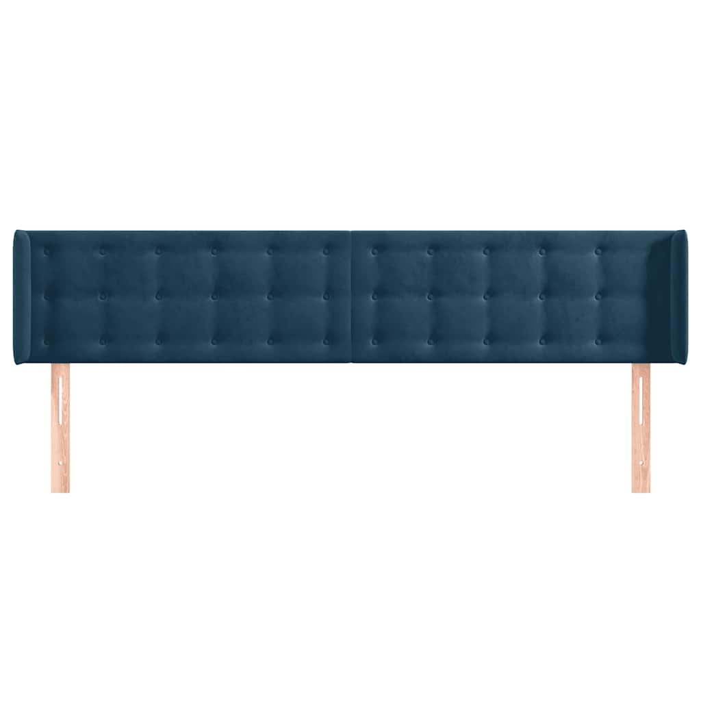 vidaXL Kopfteil mit Ohren Dunkelblau 183x16x78/88 cm Samt