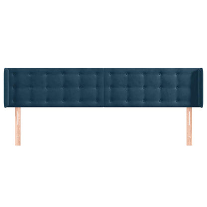 vidaXL Kopfteil mit Ohren Dunkelblau 183x16x78/88 cm Samt