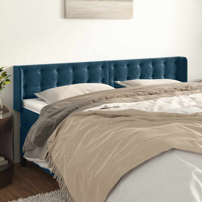 vidaXL Kopfteil mit Ohren Dunkelblau 183x16x78/88 cm Samt
