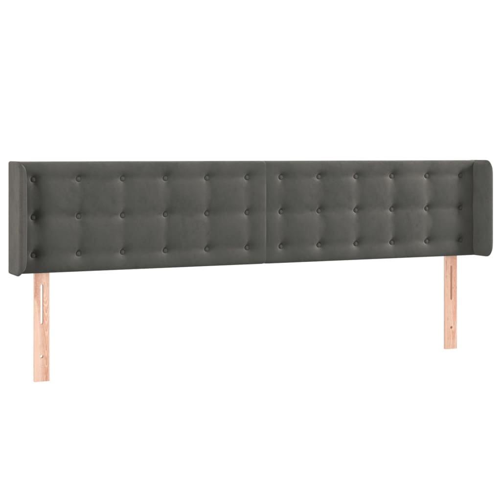 vidaXL Kopfteil mit Ohren Dunkelgrau 203x16x78/88 cm Samt