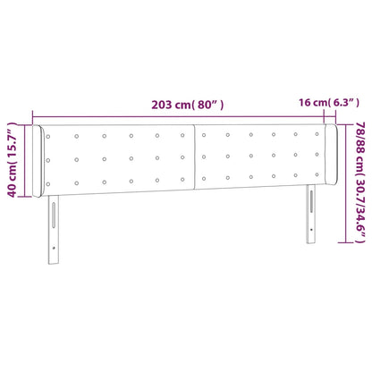 vidaXL Kopfteil mit Ohren Dunkelgrau 203x16x78/88 cm Samt