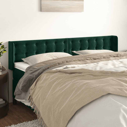 vidaXL Kopfteil mit Ohren Dunkelgrün 203x16x78/88 cm Samt