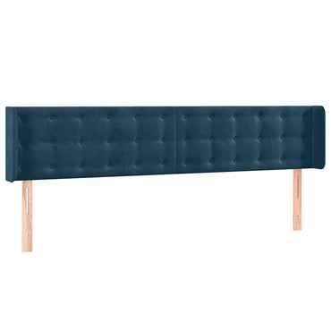 vidaXL Kopfteil mit Ohren Dunkelblau 203x16x78/88 cm Samt