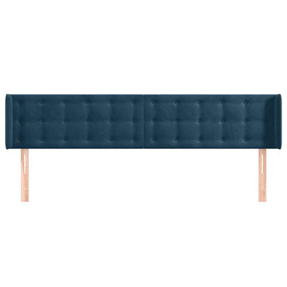 vidaXL Kopfteil mit Ohren Dunkelblau 203x16x78/88 cm Samt
