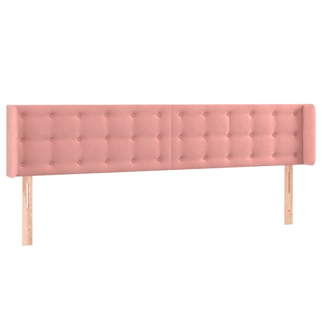 vidaXL Kopfteil mit Ohren Rosa 203x16x78/88 cm Samt